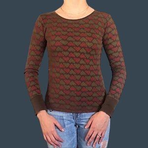 O’NEIL- Long sleeve top color-Brown with “O’Neill “logo thru-out Size- Medium
